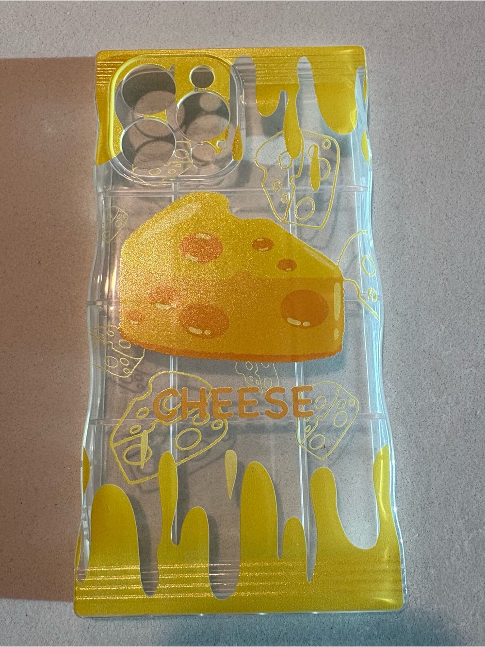 Clear iPhone 13 Pro Max Case with Yellow Cheese Graphic
